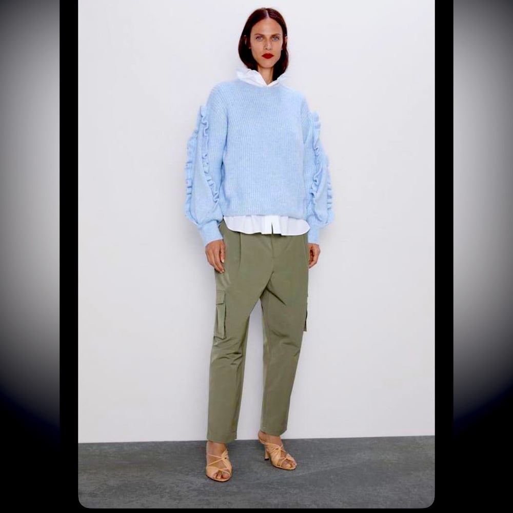 Zara High Waisted  Cargo Khaki Pants Women Size L US